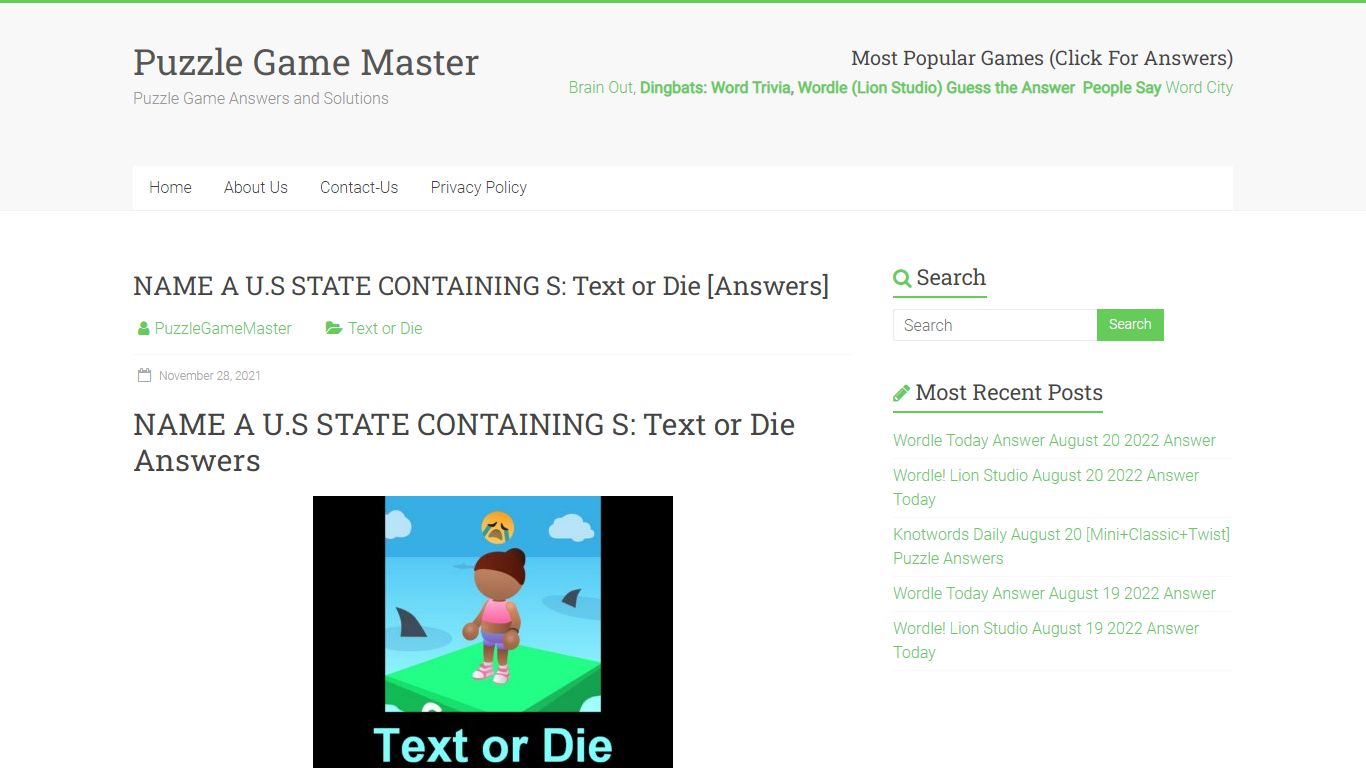 NAME A U.S STATE CONTAINING S: Text or Die [Answers] - Puzzle Game Master