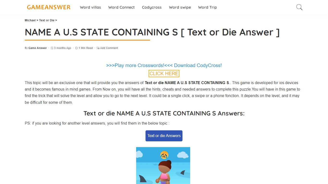 NAME A U.S STATE CONTAINING S [ Text or Die Answer ] - Michael